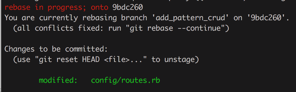 rebase in progress message